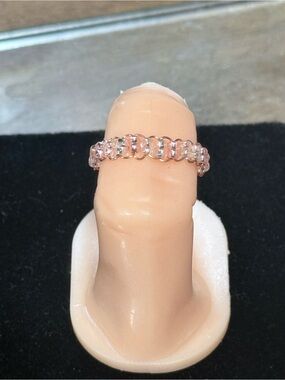 Delicate Pink Crystal Band Ring - Women Jewelry
